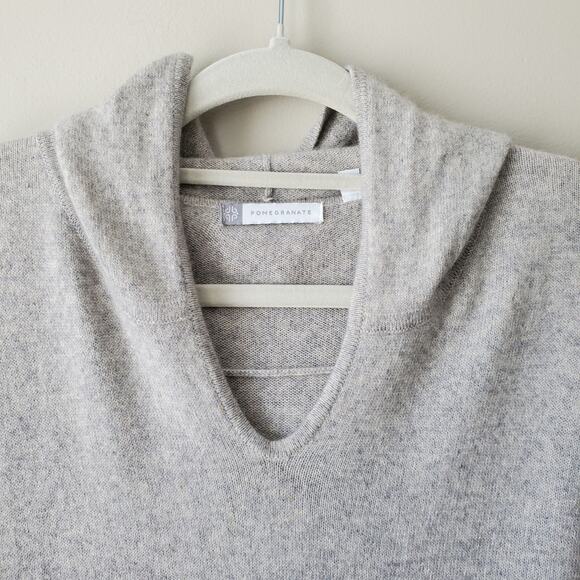 Women Pomegranate Cashmere Hoodie Pullover Sweater M Gray Neutral Scandi Cozy - Picture 2 of 9